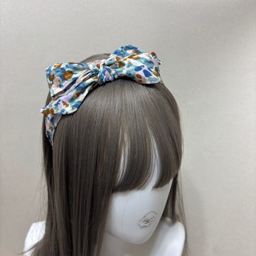 霧藍彩繪 | 細版交織蝴蝶結髮箍