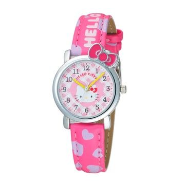 Hello Kitty 俏皮甜心造型腕錶-桃紅