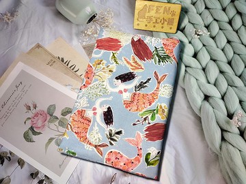 FEN手工小鋪-F系列-海洋系列-美國限量布料繪本美人魚布書套-手冊