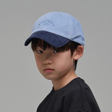 兒童 燈芯絨 拼色 棒球帽 - 藍色