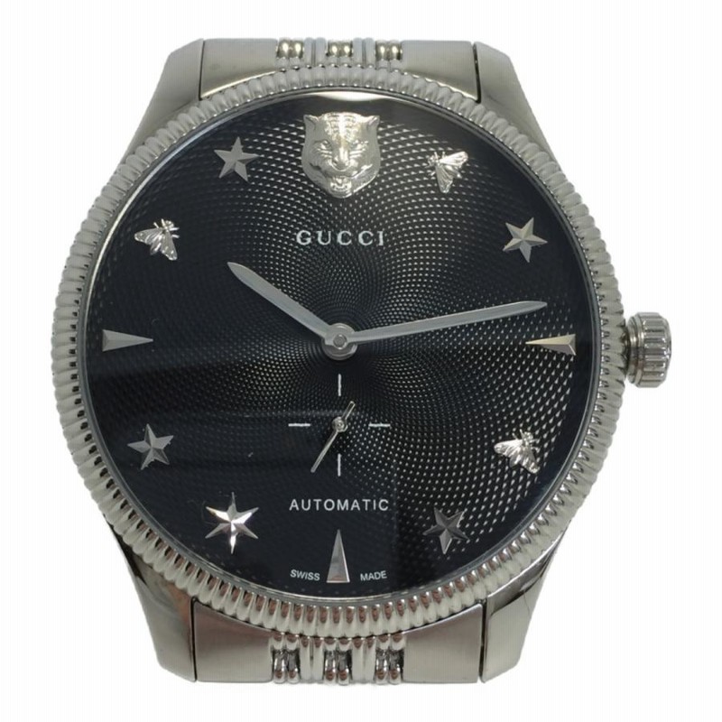 ◎◎ GUCCI グッチ Gタイムレス 自動巻 腕時計 126.3 YA126353 箱・コマ付 文字盤ブラック タイガー やや傷や汚れあり |  LINEショッピング