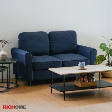 【RICHOME】維多利亞雙人布沙發(紳士藍)W142xD75xH84CM