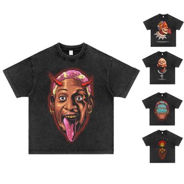 Rodman羅德曼大蟲美式小領口重磅純棉vintage印花潮流短袖T恤運動