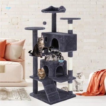 54 Dark Blue Multi Functional Cat Tree House with Cozy跨境