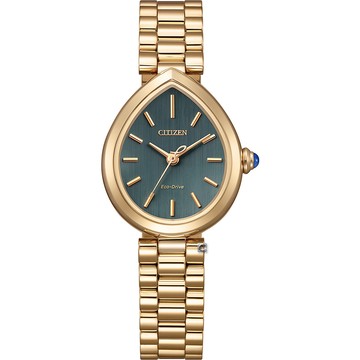 CITIZEN L Rainell 系列 光動能水滴型 腕錶 女錶 手錶-綠色 EM1203-57X