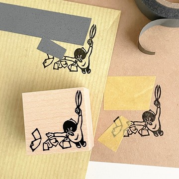 搭配紙膠帶使用的印章：剪刀剪人款