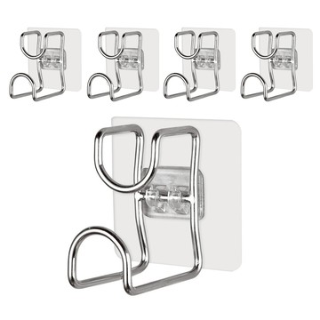 FANCY LIFE 不鏽鋼臉盆掛鉤  5個  不鏽鋼原色