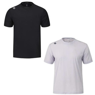 Descente 迪桑特 短袖上衣 男裝 女裝 排汗 反光 黑/灰紫 SR223RTS41-BLK0/SR223RTS41-PUPL