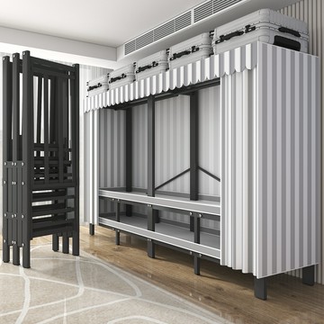 免運公司貨 開發票 簡易衣櫃家用臥室免安裝布衣櫃結實耐用全鋼架加厚粗折疊組裝新款