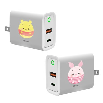 【正版授權】Disney Ufufy-小熊維尼款USB3.0+PD20W雙孔充電器