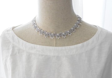 梭織花邊無領短項鍊