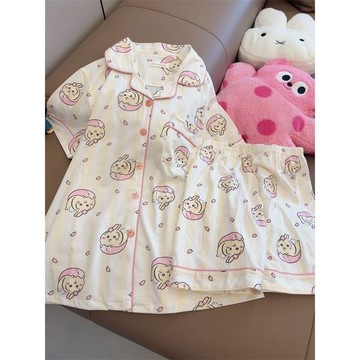 【臺灣-出貨】chiikawa烏薩奇睡衣女夏季短袖短褲套裝日系可愛少女家居服可外穿06Q7