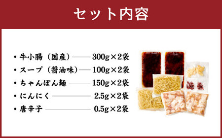 もつ鍋セット 牛もつたっぷり600g！ 大容量 5～6人前 もつ鍋セット（あごだし醤油味） ちゃんぽん麺付