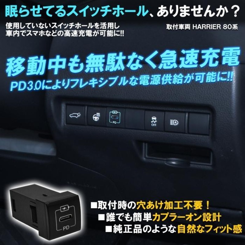 ю 【メール便】 トヨタ カローラクロス ZSG10/ZVG11/15 R3.9～ 高速充電 USBポート スイッチホール カバー トヨタD LED ブルー 後付け