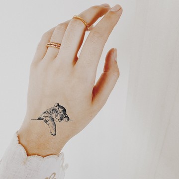 微刺青 超萌 可愛小老虎👑大邱紋身👑【T08Z】新 小清新 假刺青輕紋身 防水 紋身 刺青 貼紙 T08