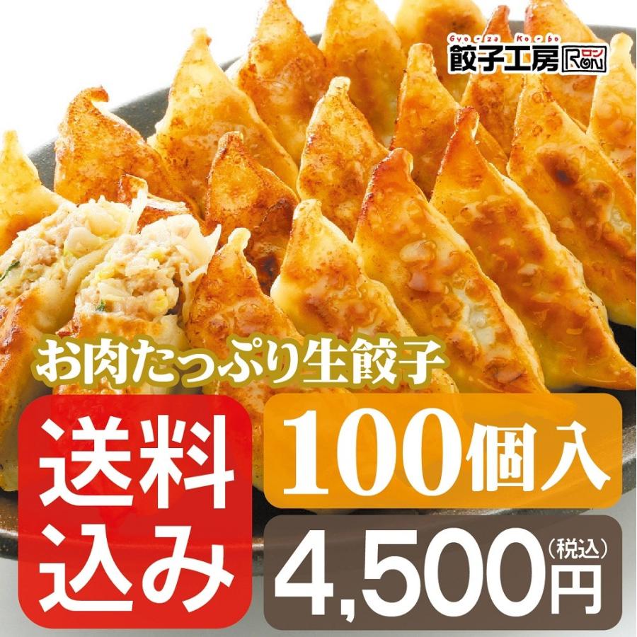 餃子 お肉たっぷり生餃子 100個 (20個入×5袋) ／ 送料込み（沖縄別途送料）にんにく不使用 群馬県産「上州麦豚」を使用! 餃子工房 ロン みまつ食品