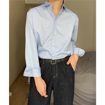 方人也屹秋季襯衫男長袖2022新款韓版潮流設計感小眾高級感寬松