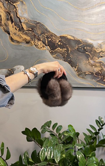 雅库特西伯利亚紫貂毛耳罩 北极冬季饰品