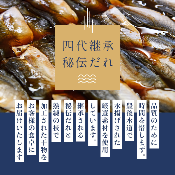 四代続く秘伝のたれ みりん干しセット (合計5種・24枚以上) 干物 ひもの 魚 さかな 鯵 あじ 鯖 さば かます 醤油 食べ比べ おかず 国産 詰め合わせ セット 大分県 佐伯市  