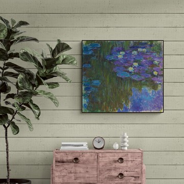 藝術掛畫｜Monet 莫內｜睡蓮 Nymphéas en fleur - 黑胡桃色鋁框