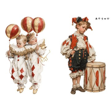 【6 月新品】08-136-0146 人物貼紙 馬戲團・復古風格