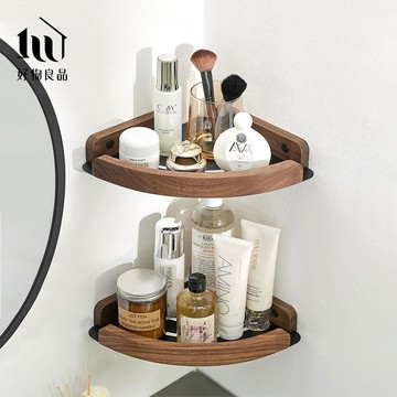 【好物良品】浴室防水防鏽原木角落雙層置物架