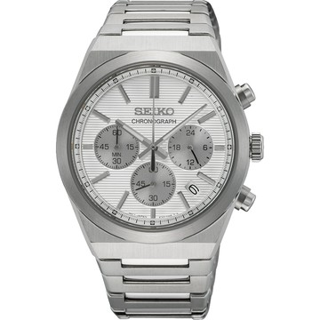 SEIKO CS 橫條紋金屬光澤計時手錶 開學季好禮-40mm SSB451P1 8T63-02F0S