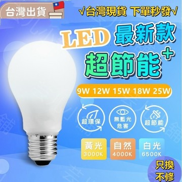 現貨免運 led燈泡 省電燈泡護眼 E27高亮度白光9w/12w/15w/18w/25w燈泡 節能無頻閃 無藍光電燈泡