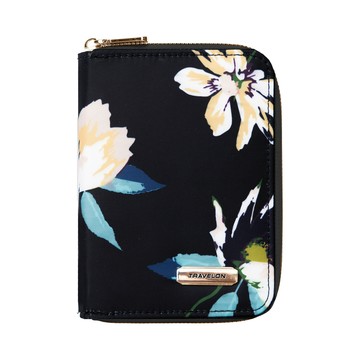 《TRAVELON》對開拉鍊護照包(花卉)