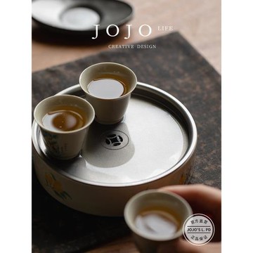 JOJO'S L. PD.Fat.草木灰干泡茶臺儲水圓形錫蓋壺承蓄水陶瓷|軀胖
