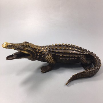 純銅鱷魚商業大鱷招財風水銅器工藝品辦公室禮品古玩雜項擺件