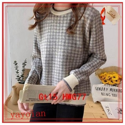 ギンガムチェックプルオーバートップストップスニットセータープルオーバー 通販 Lineポイント最大get Lineショッピング