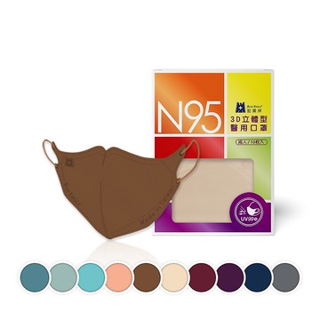 藍鷹牌 N95立體型成人醫用口罩 綜合包 10色各一片 10片x1盒