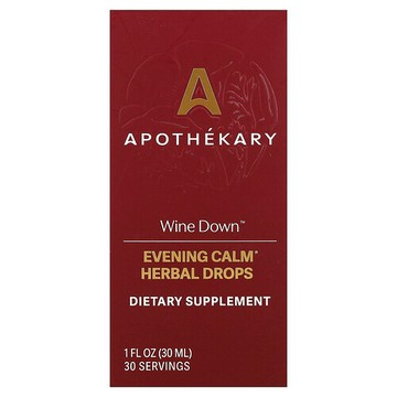 Apothekary, Wine Down™, Evening Calm Herbal Drops, 1 fl oz (30 ml)