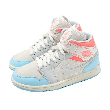 [ACS] Nike 休閒鞋 Wmns Air Jordan 1 Mid 女鞋 米白 藍 麂皮 AJ1 中筒 IM7420-133