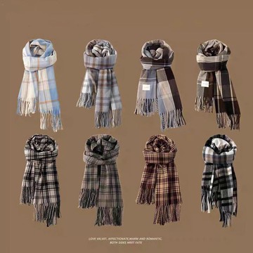 🔥臺灣出貨🔥2025新款格子ins圍巾女韓版氛圍感冬季保暖可愛百搭學院風jk圍脖