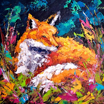 狐狸畫野生動物藝術原創動物牆藝術裝飾