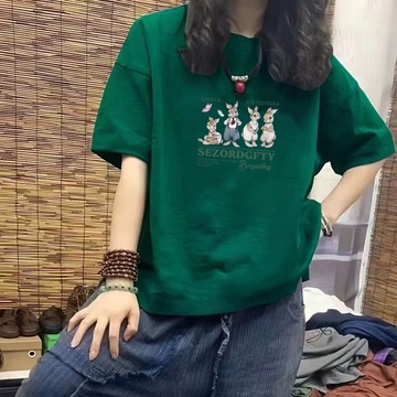台灣现貨 綠色上衣 短袖 短袖T恤 寬鬆T恤 女生上衣 韓國 t恤 純棉T恤 日系上衣 印花短袖 女生短袖 夏天女裝