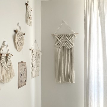 Macrame 手工編織 簡約 雙菱形 掛飾