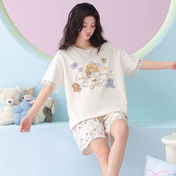 8641 位死忠顧客🫶睡衣女款夏季純棉短袖短褲薄款夏天公主風可愛學生寬鬆全棉家居服HDWC