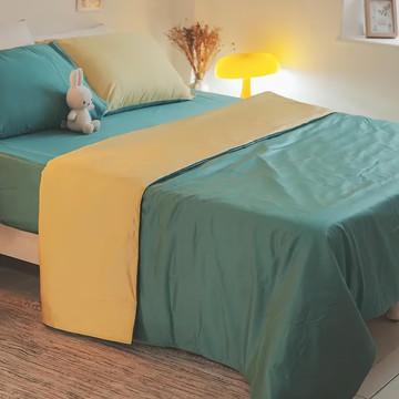 棉床本舖 天絲棉80支+60支純棉床包組 檸檬綠 親膚透氣床包枕套組  雙人 床包186 x 150 x 35cm + 枕套75 x 45cm  床包 + 枕套 2個