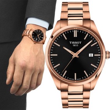 TISSOT 天梭 官方授權 T150.410.33.051.00 PR100 簡約紳士手錶 夏日煥新提案 送禮推薦-黑x玫瑰金/40mm T1504103305100