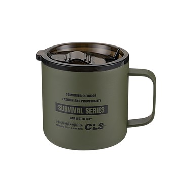 CLS 附杯蓋不鏽鋼雙層保溫杯 軍綠色 350ml  1個