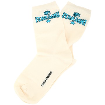 Chiara Ferragni FERRAGNI STRETCH 印花米色中筒襪(女襪)