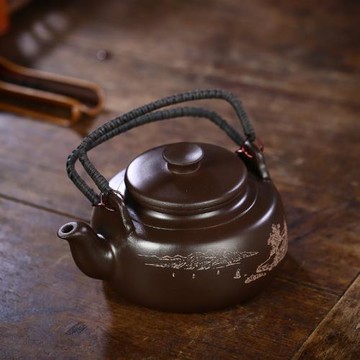 家用泡茶壺宜興手工紫砂壺原礦紫泥大容量復古提梁壺中式功夫茶具