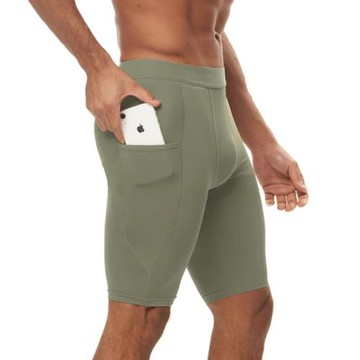 ASRV健身籃球緊身打底褲帶兜田徑短褲男可外穿五分跑步運動壓縮褲