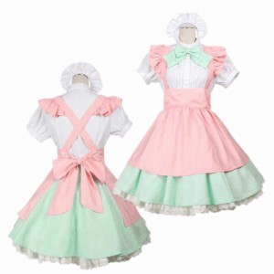 メイド服 ロリータファッション フリフリ ワンピース ピンク