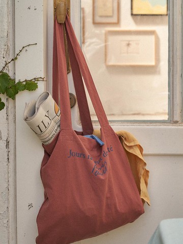 Premium Cotton Bio-Washed Vintage-Inspired Shoulder Bag [Terracotta]
