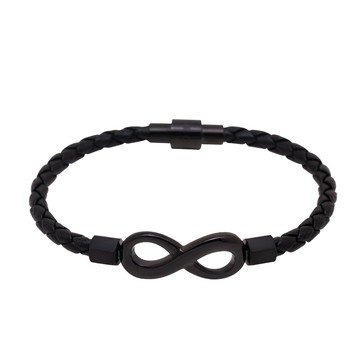 無限 真皮磁吸手環-女款黑