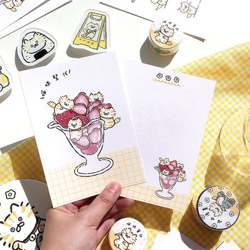 喵咪草莓聖代明信片